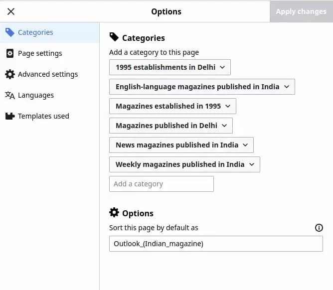 MediaWiki visualeditor category example