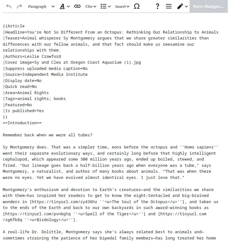 mediawiki markup example