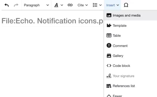 insert images in mediawiki with visualeditor